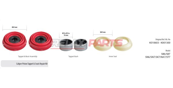 60218 - CALIPER PISTON TAPPET & SEALS REPAIR KIT K001300 KNORR