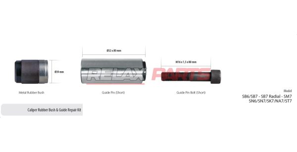 60222 - CALIPER RUBBER BUSH & GUIDE REPAIR KIT KNORR CALIPER
