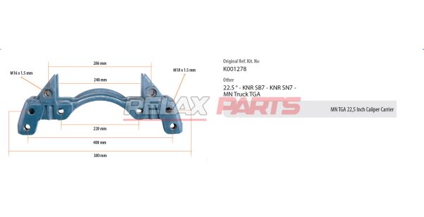 60314 - MAN TGA 22,5 INCH CALIPER CARRIER K001278 KNORR