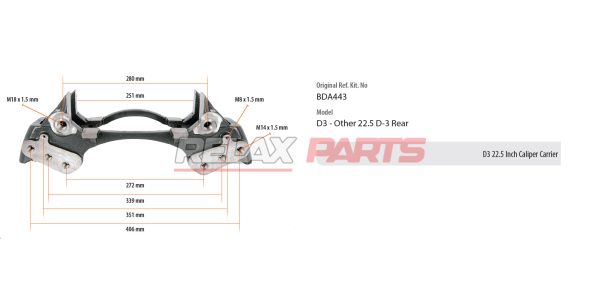 60389 - D3 22.5 INCH CALIPER CARRIER 31932043 MERITOR